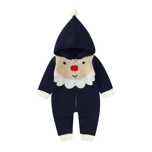 Baby Knitted Hoodied Romper Santa Claus Sweater Jumpsuit -181