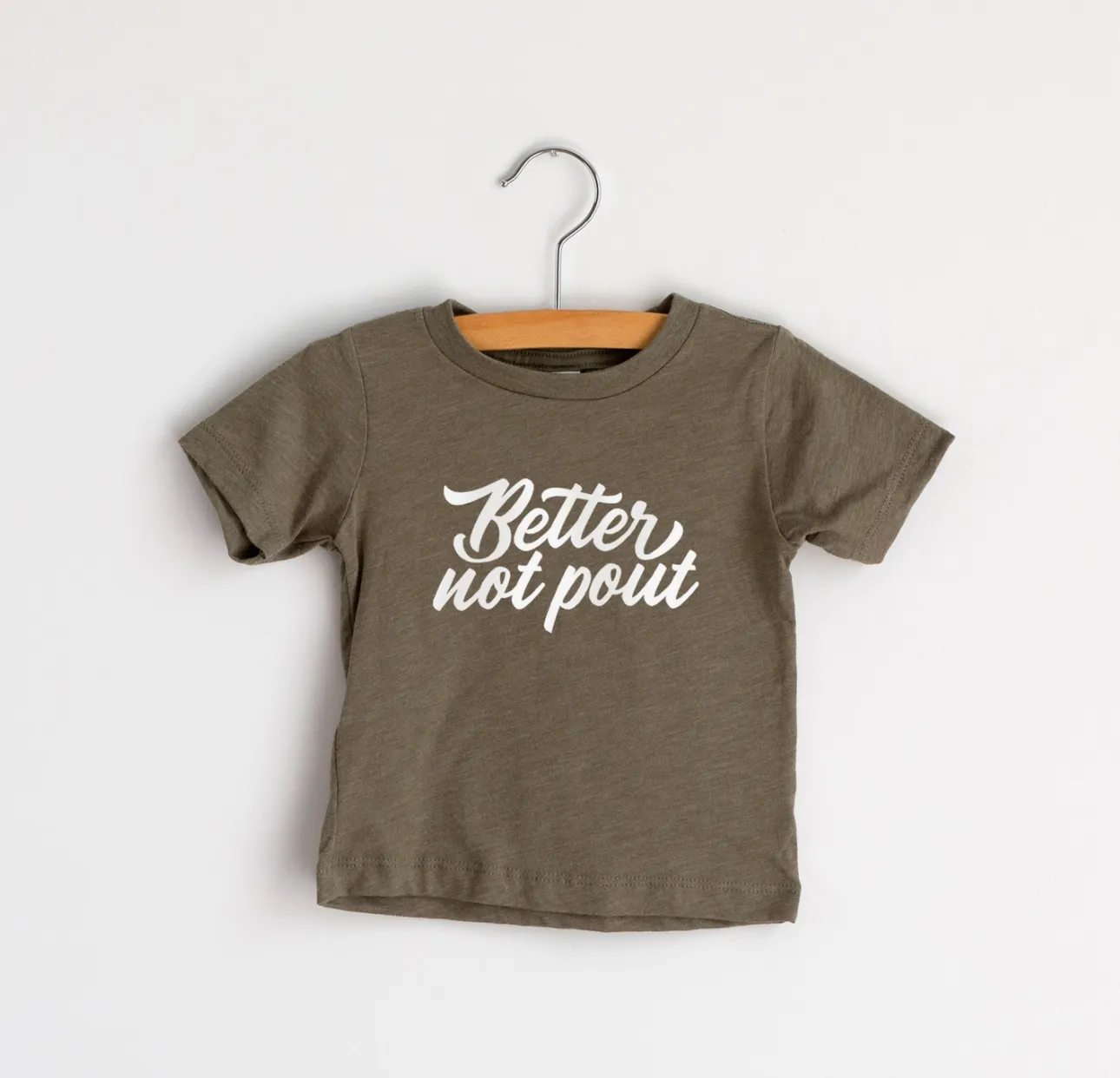 Better Not Pout Olive Baby & Kids Christmas Tee