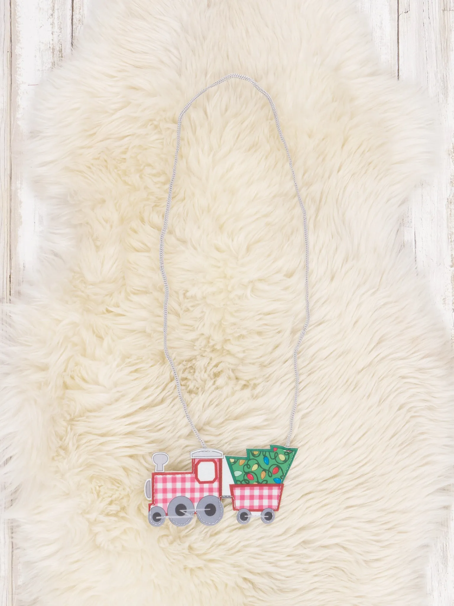 Blue Striped Christmas Tree Train Pocket Dress
