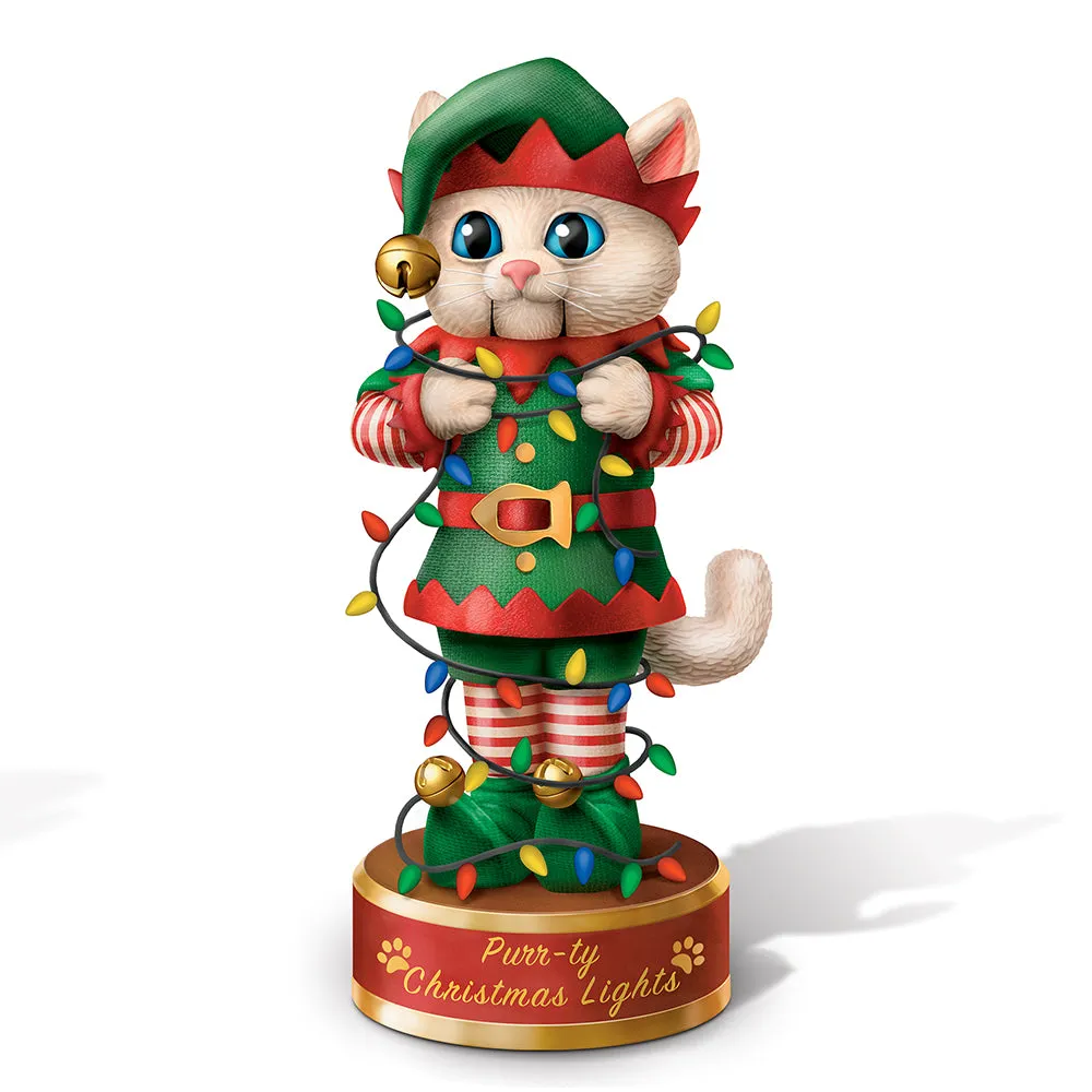 Bradford Exchange A Meowwy Little Christmas Sculpture Purr-ty Christmas Lights