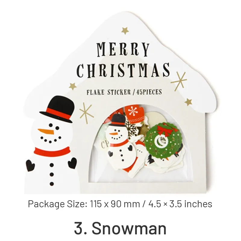 Christmas Gold Foil Stickers - Santa Claus, Gingerbread Man, Snowman