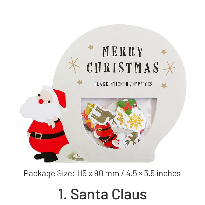 Christmas Gold Foil Stickers - Santa Claus, Gingerbread Man, Snowman