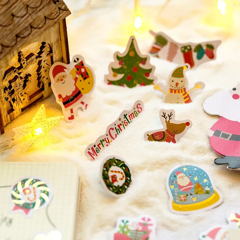Christmas Gold Foil Stickers - Santa Claus, Gingerbread Man, Snowman
