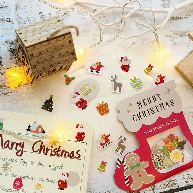 Christmas Gold Foil Stickers - Santa Claus, Gingerbread Man, Snowman