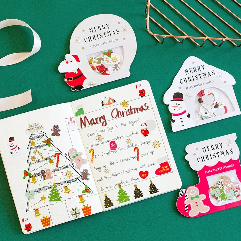 Christmas Gold Foil Stickers - Santa Claus, Gingerbread Man, Snowman