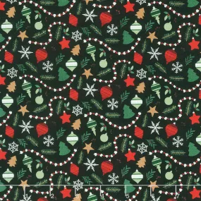 Christmas Traditions - Ornaments Black Yardage