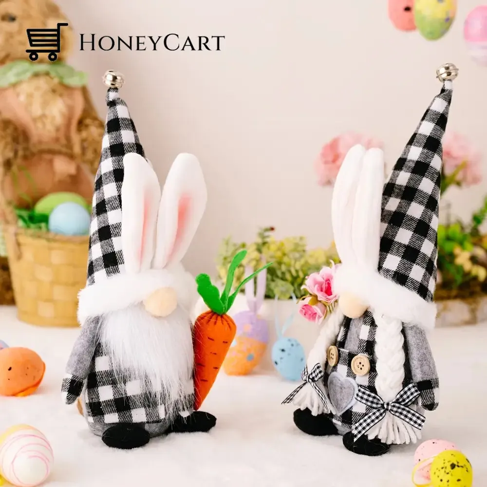 Easter bell bunny ear hat gnome doll with carrot