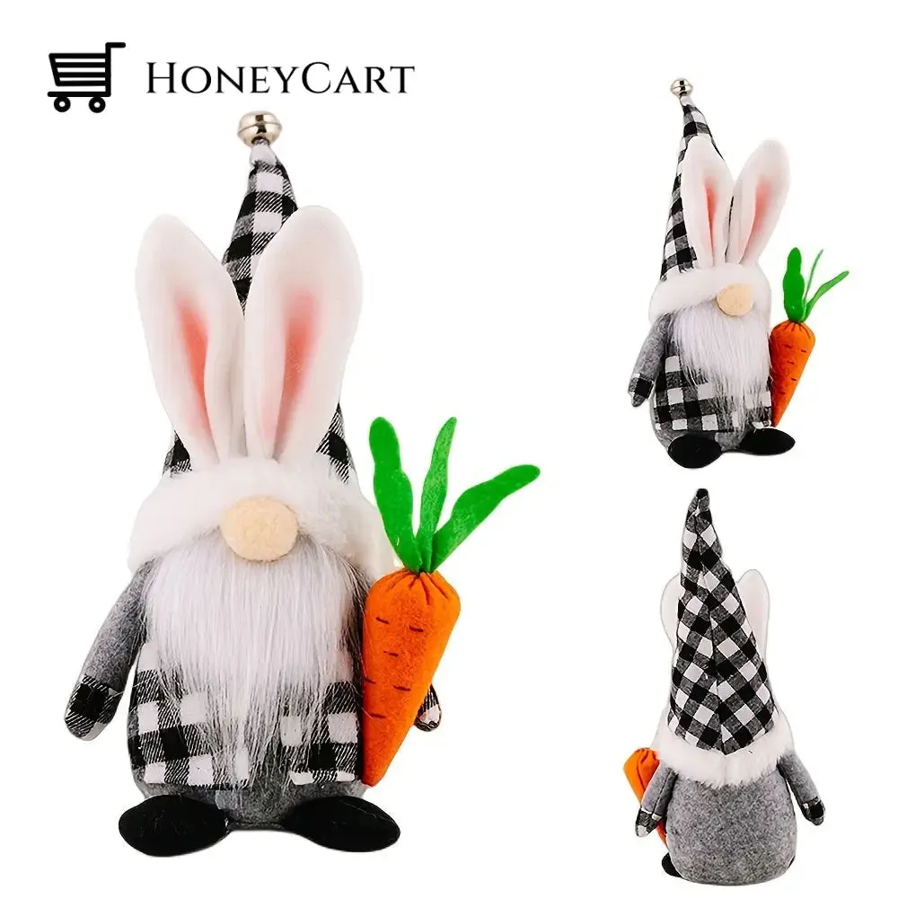 Easter bell bunny ear hat gnome doll with carrot