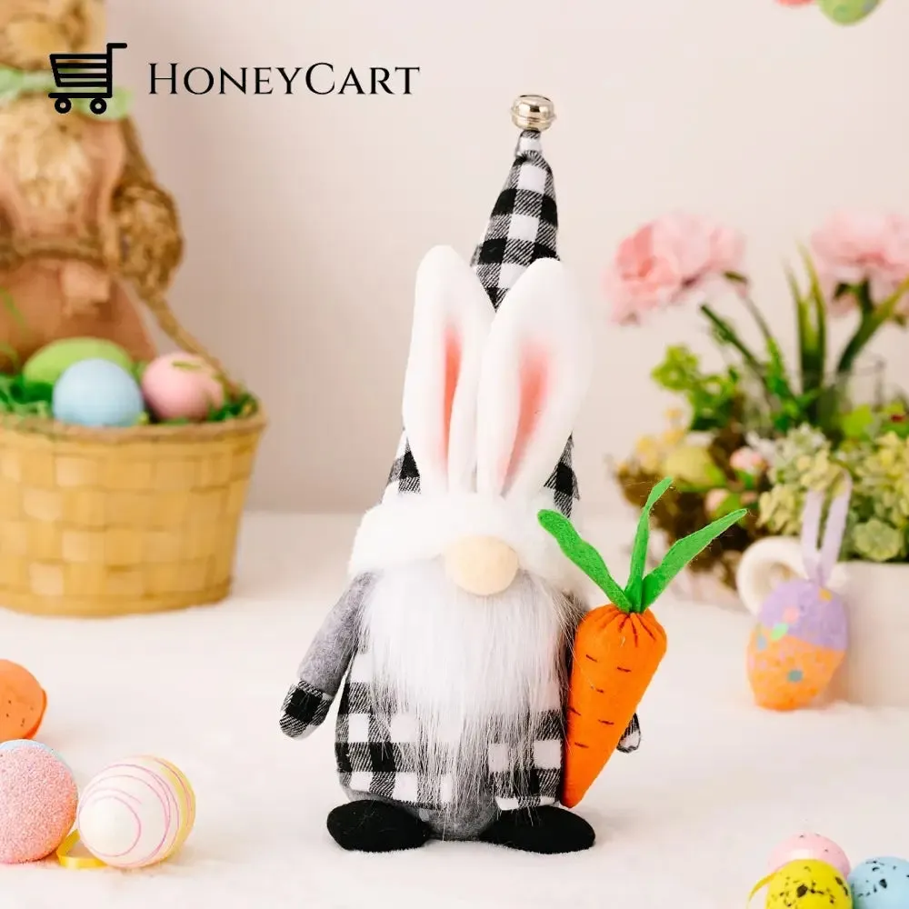 Easter bell bunny ear hat gnome doll with carrot