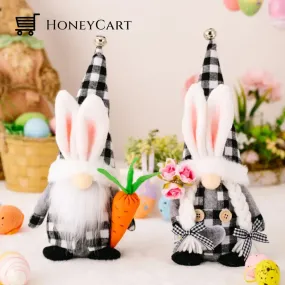 Easter bell bunny ear hat gnome doll with carrot