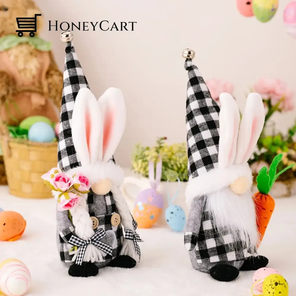 Easter bell bunny ear hat gnome doll with carrot