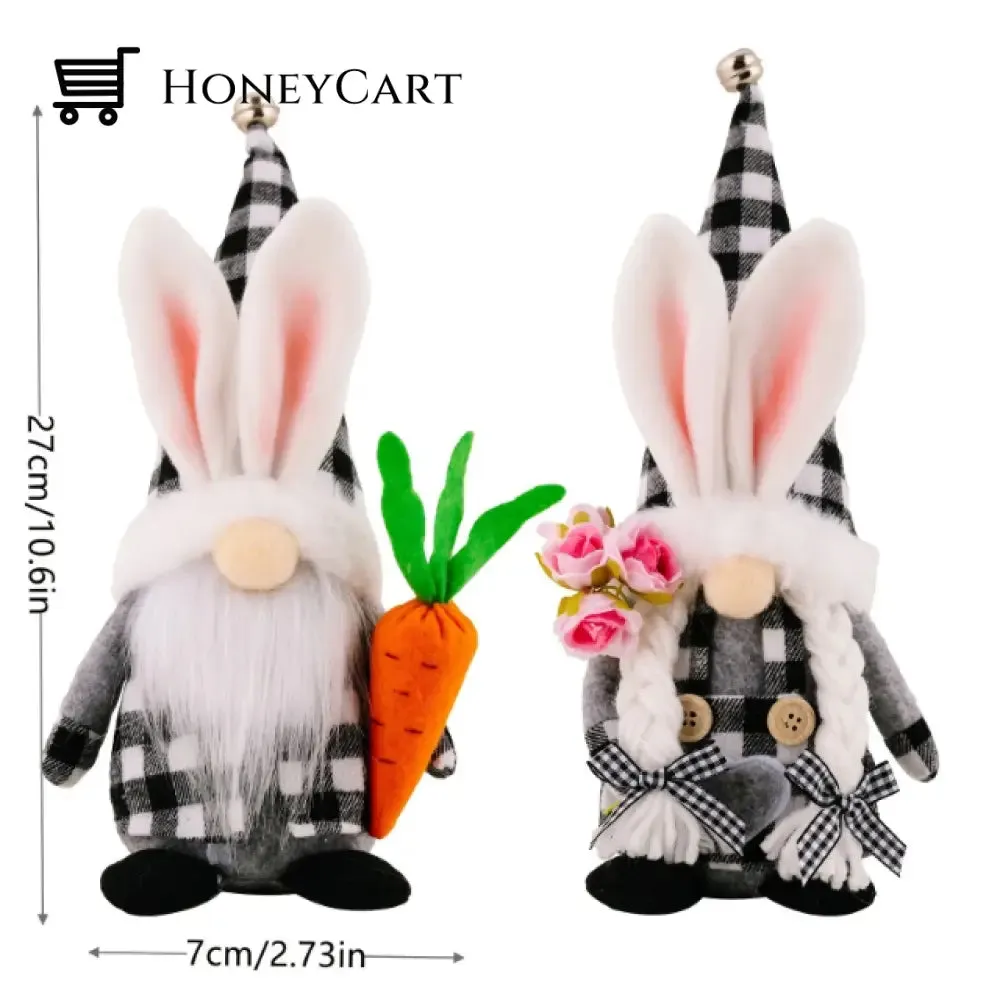 Easter bell bunny ear hat gnome doll with carrot