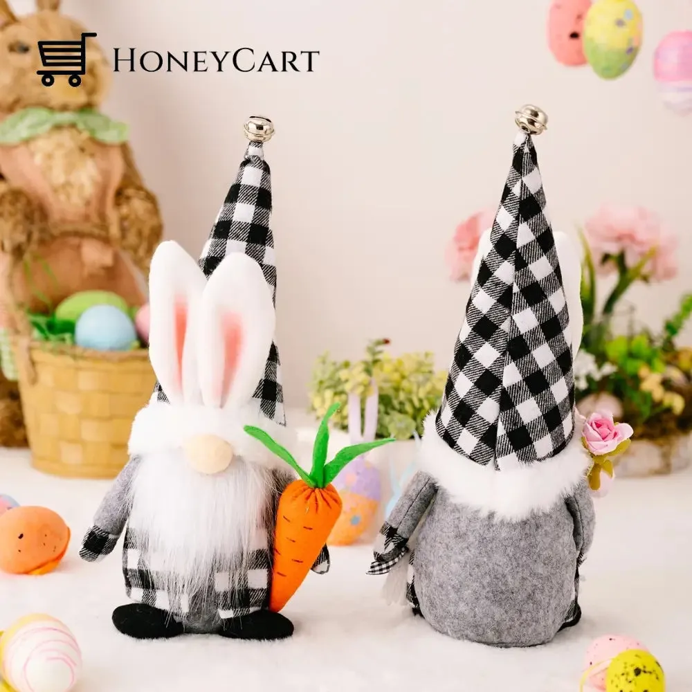 Easter bell bunny ear hat gnome doll with carrot