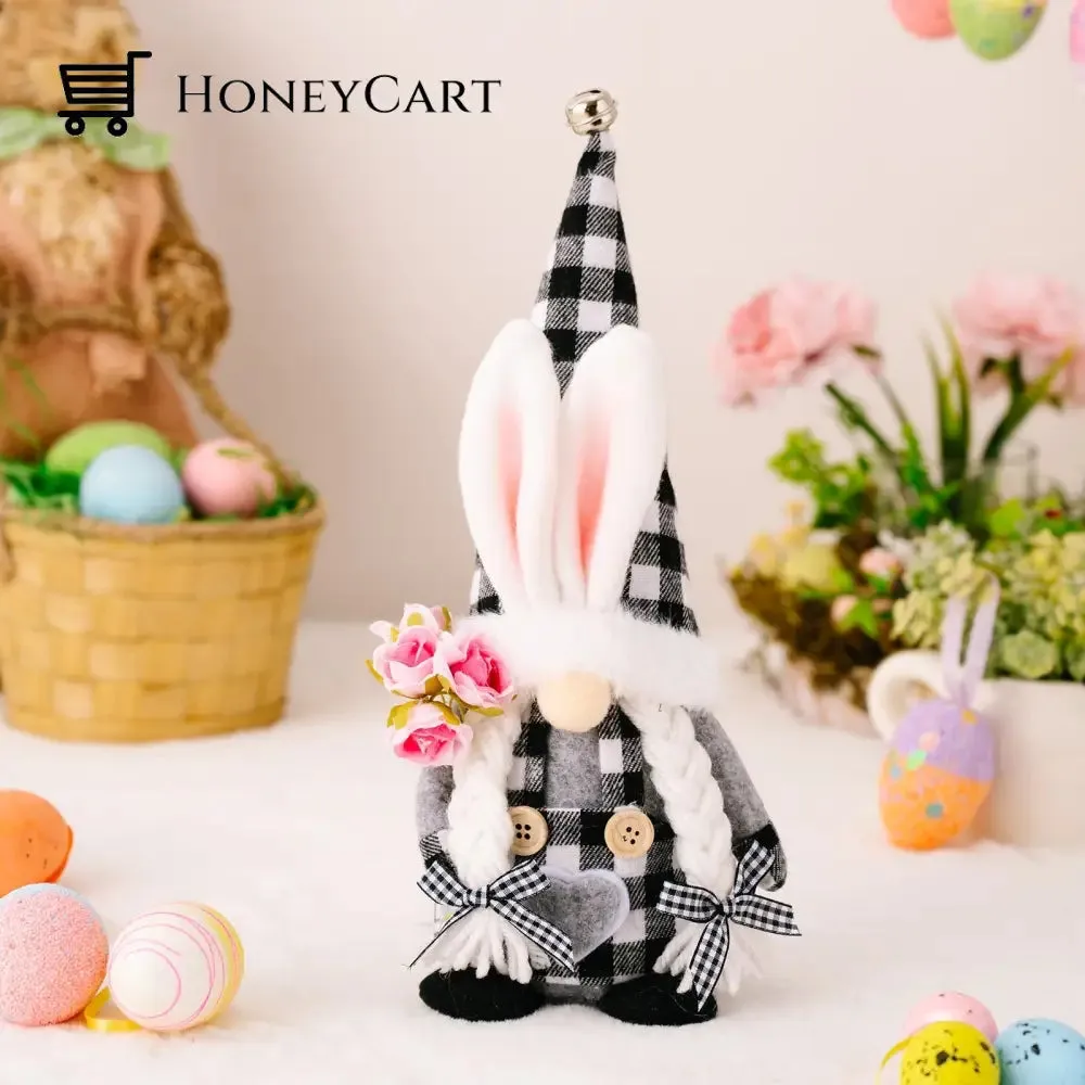Easter bell bunny ear hat gnome doll with carrot