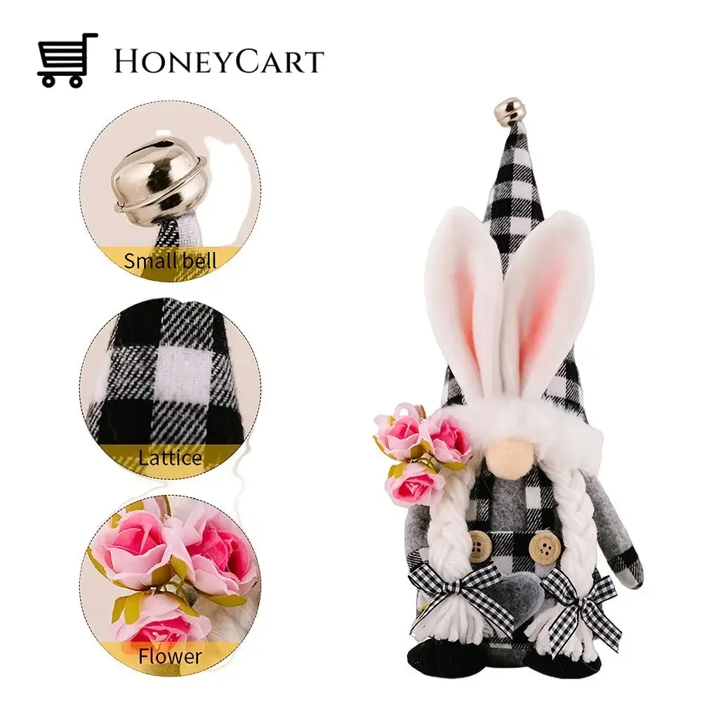 Easter bell bunny ear hat gnome doll with carrot