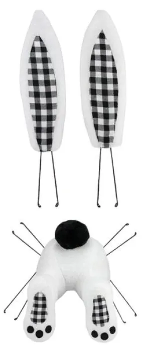 Easter Bunny Butt Plush Black White Wreath Embellishment Kit : 3 Pieces, 25 inches Tall