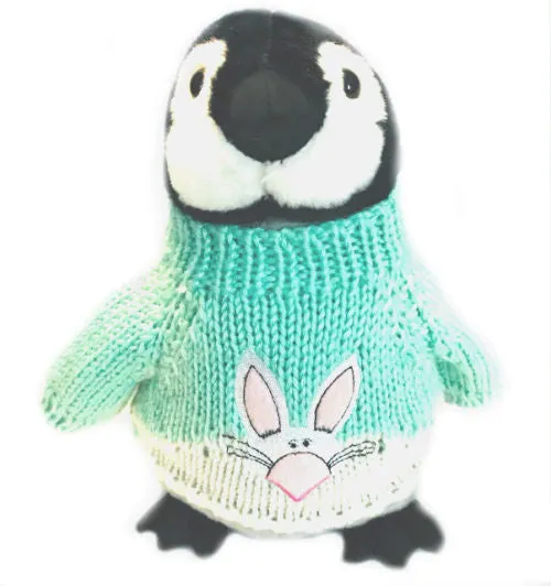 Easter Bunny Penguin Plush Blue Sweater (10" Tall)