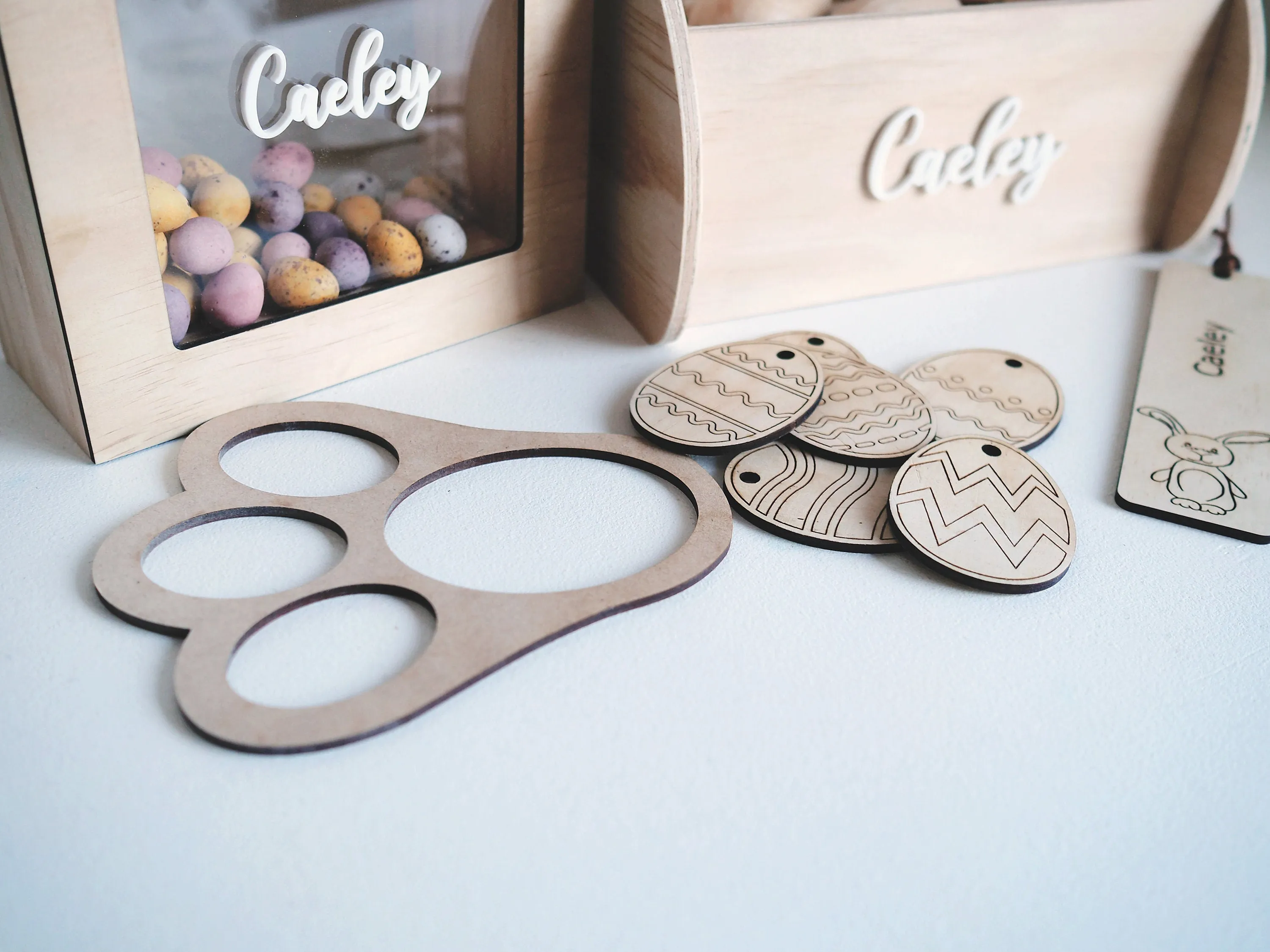 Easter Gift Set for Kids - Bunny Easter Egg Holder, Easter Basket, Bunny Footprint, Easter Bookmark, Easter Mini DIY Egg Craft