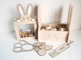 Easter Gift Set for Kids - Bunny Easter Egg Holder, Easter Basket, Bunny Footprint, Easter Bookmark, Easter Mini DIY Egg Craft