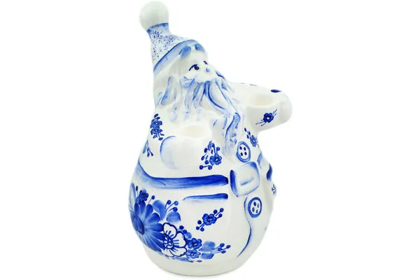 faience 10" Santa Claus Figurine Retro Cobalt