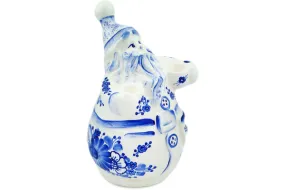faience 10" Santa Claus Figurine Retro Cobalt