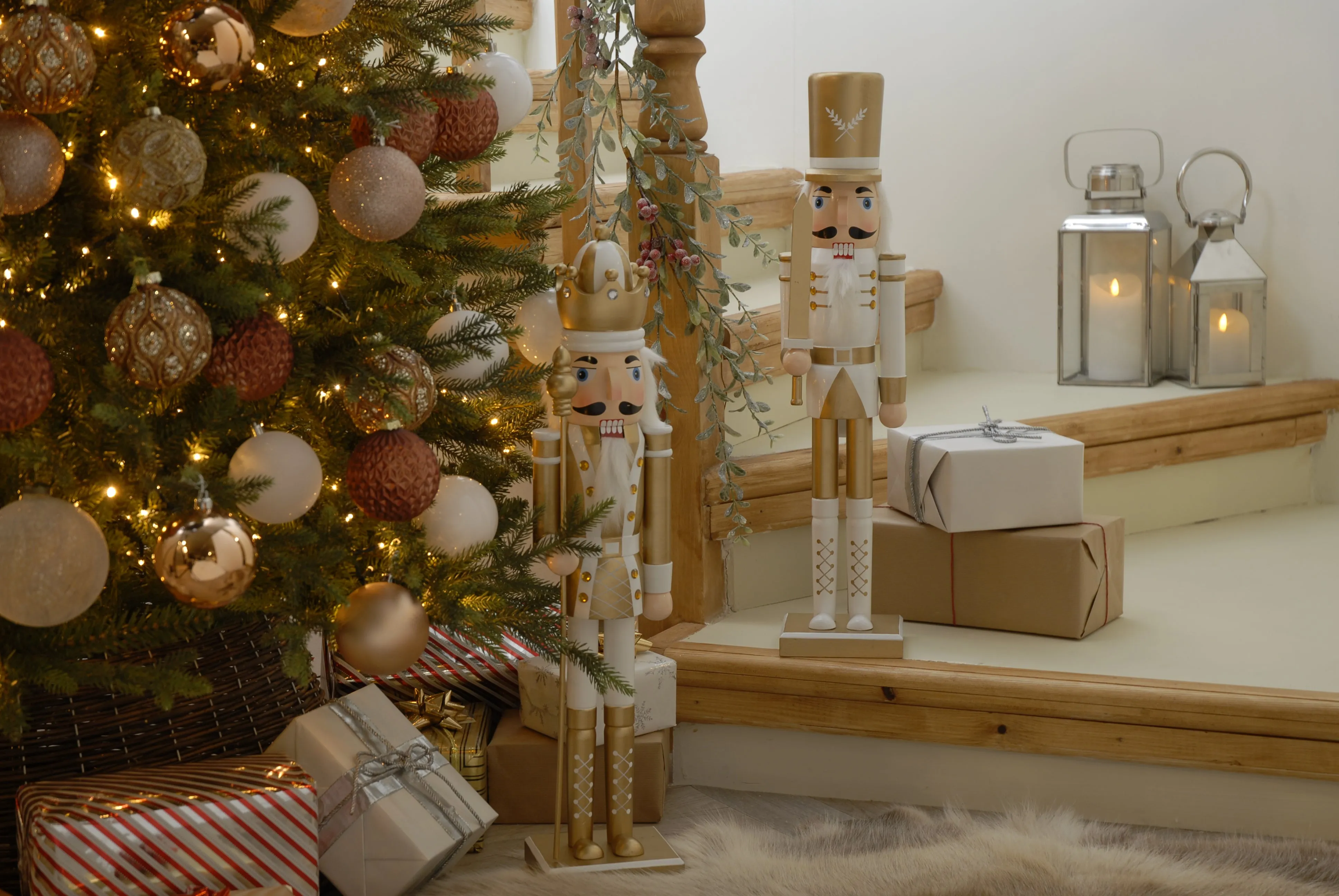 Festive Gold & White Nutcracker - 60cm