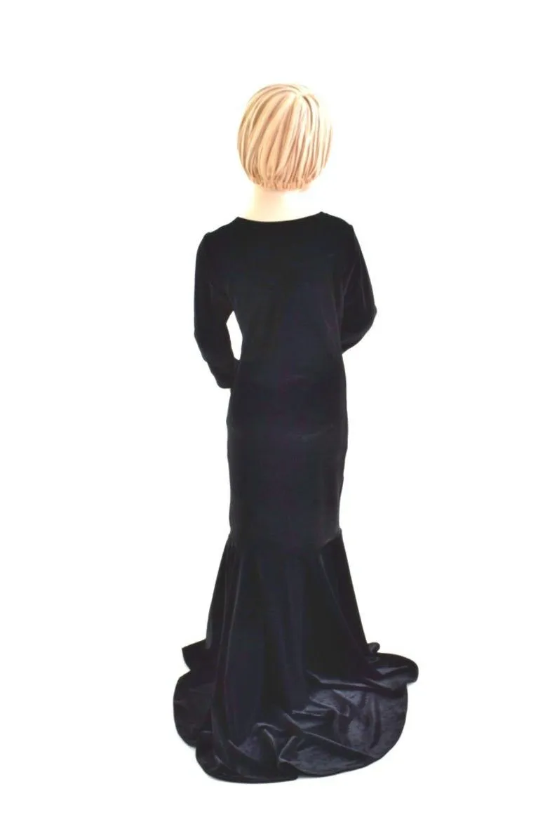 Girls Black Velvet Morticia Gown
