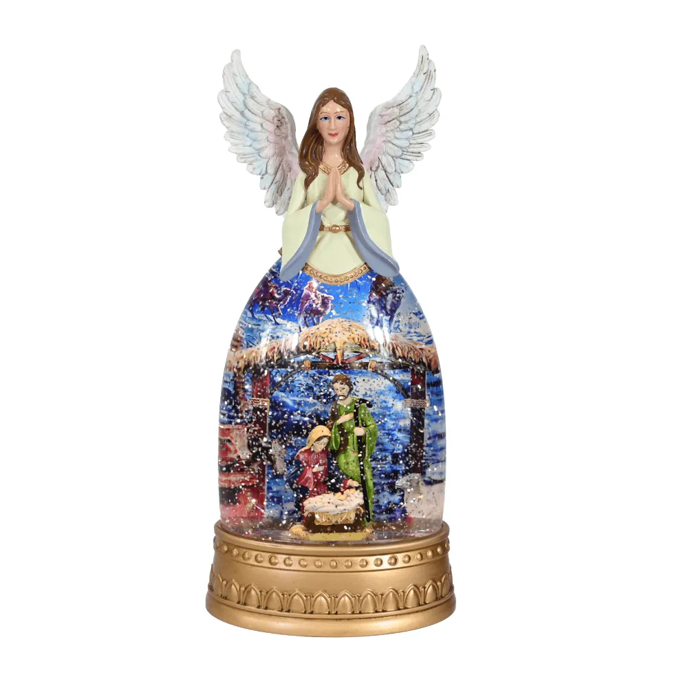 Glitter Swirl Musical Angel Nativity Scene USB