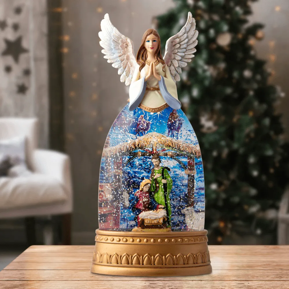 Glitter Swirl Musical Angel Nativity Scene USB
