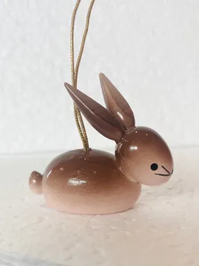 Hand Made and Painted Esco Wooden Brown Bunny Ornament