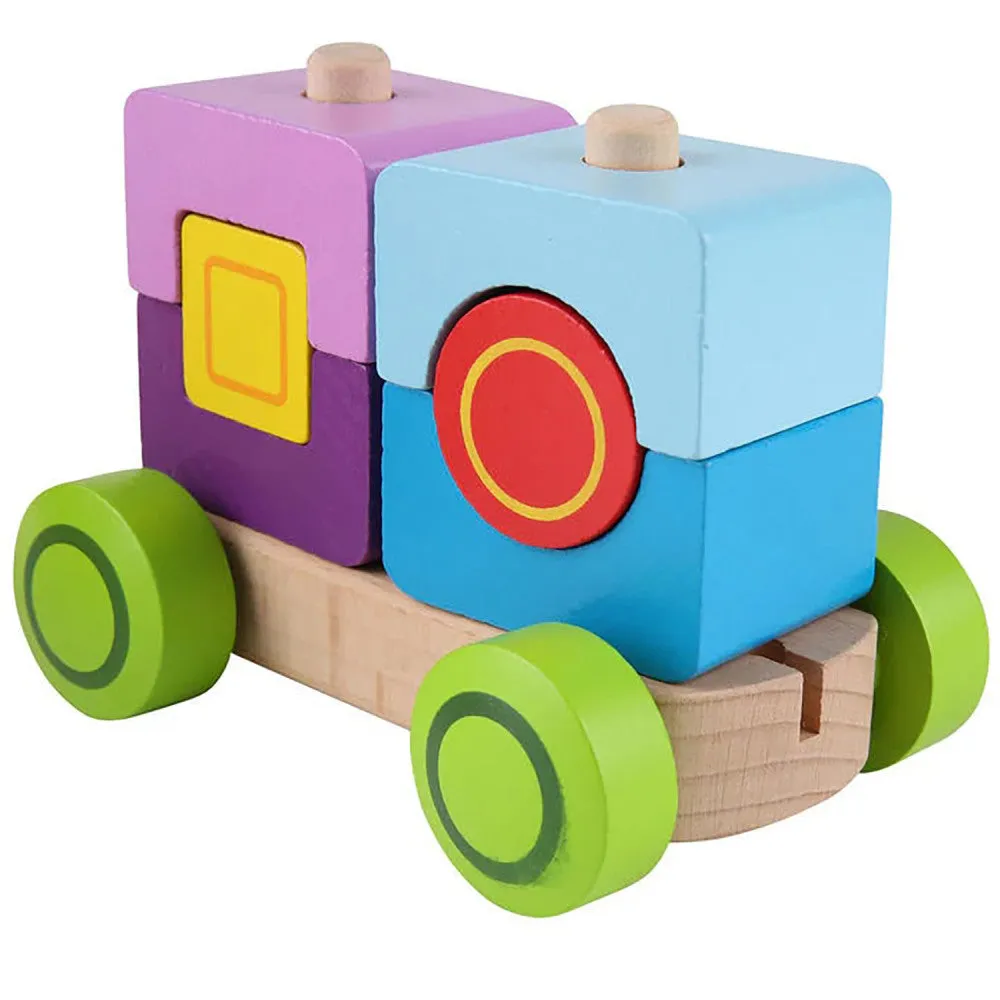 Hape Fantasia Blocks Train – Colorful Wooden Stacking & Sorting Toy