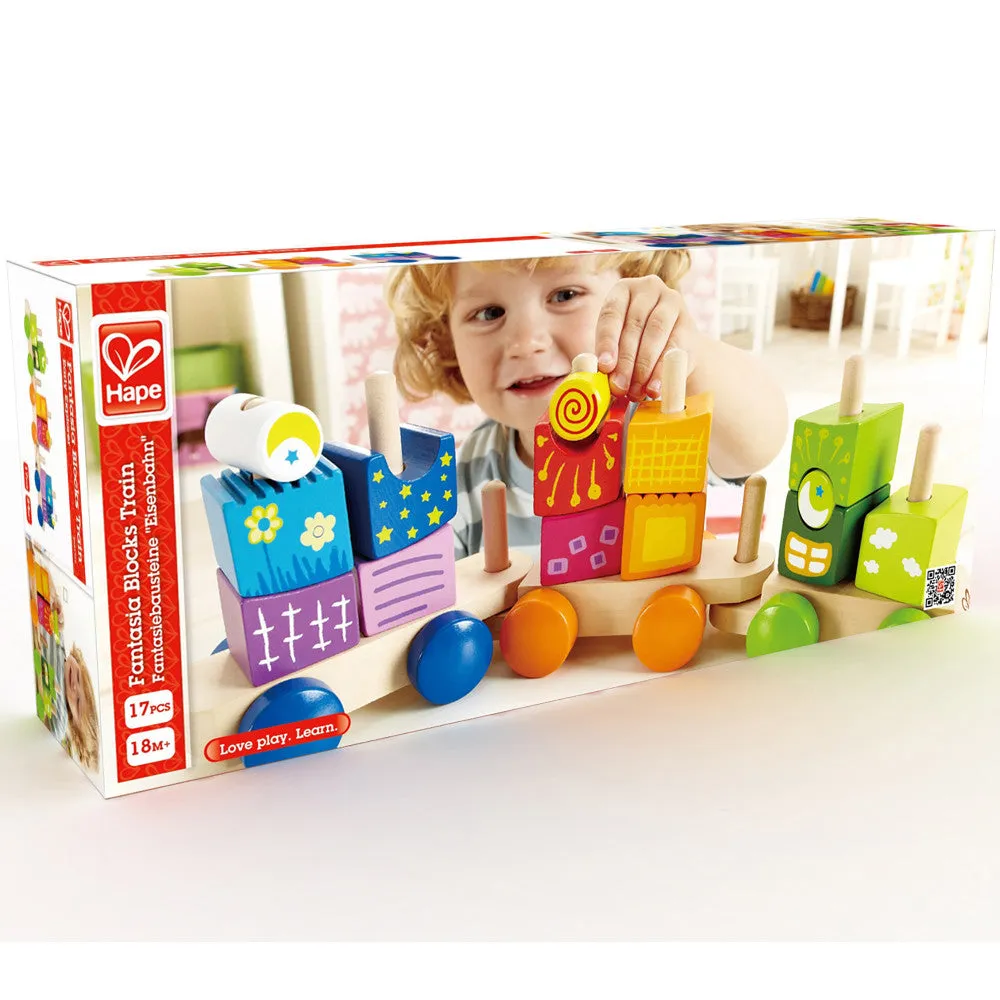 Hape Fantasia Blocks Train – Colorful Wooden Stacking & Sorting Toy