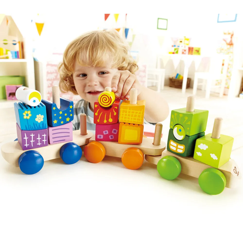 Hape Fantasia Blocks Train – Colorful Wooden Stacking & Sorting Toy
