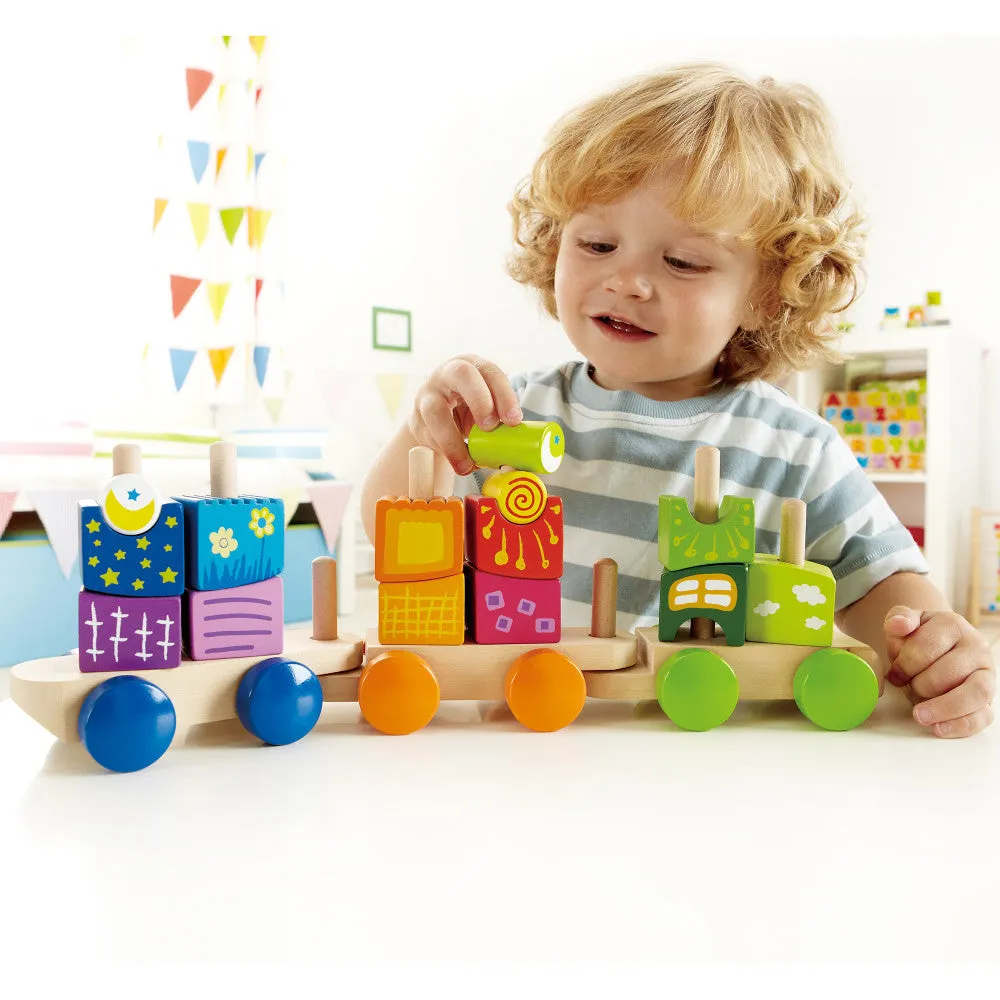Hape Fantasia Blocks Train – Colorful Wooden Stacking & Sorting Toy