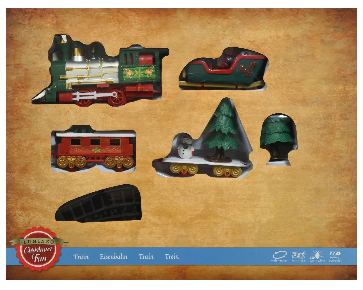 Light Up LED Christmas Train and Track with Motion & Sound