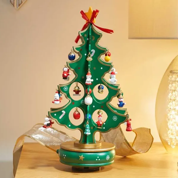 Musical Wooden Traditional Christmas DécoTree Spinning Ornament