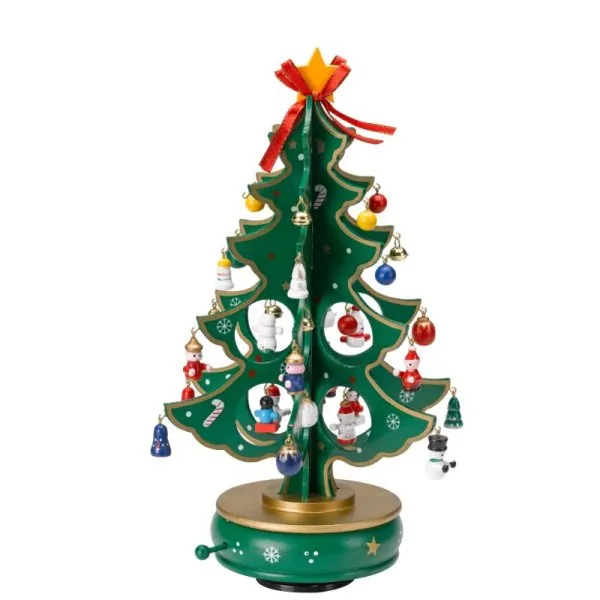 Musical Wooden Traditional Christmas DécoTree Spinning Ornament