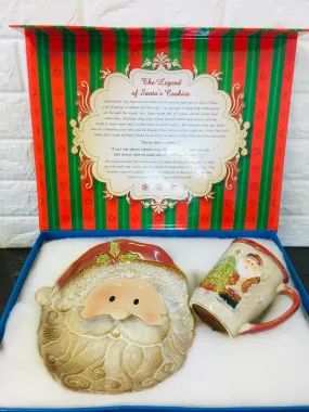 New in Keepsake box! The Legend of Santas Cookies Santa Claus Stoneware Plate and Santa Claus Mug with Verse!