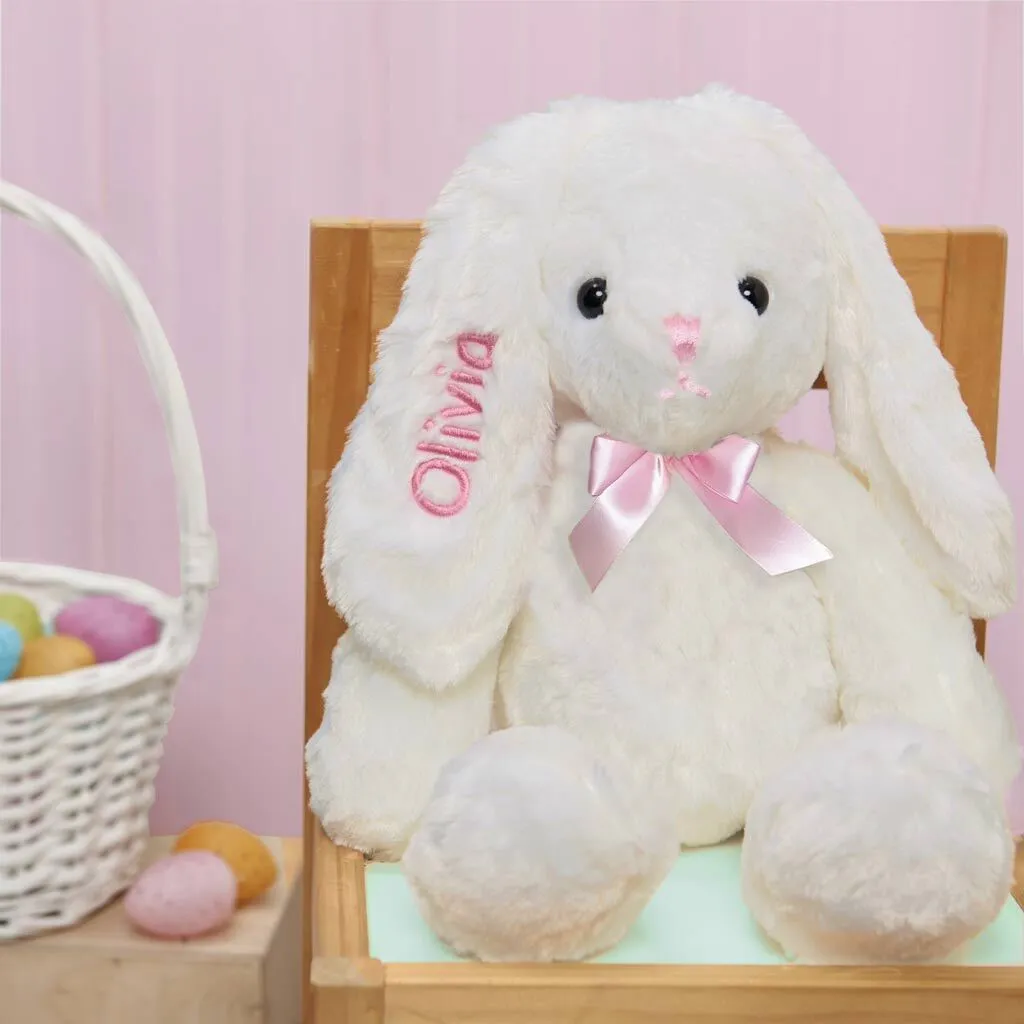 Personalized Hoppity Floppity Bunny 18" - White with Pink Bow