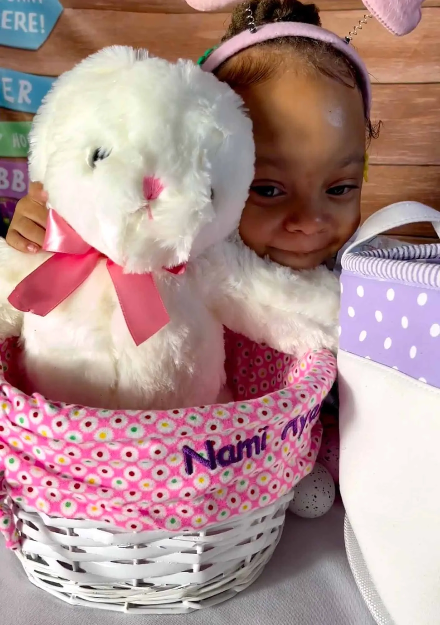 Personalized Hoppity Floppity Bunny 18" - White with Pink Bow