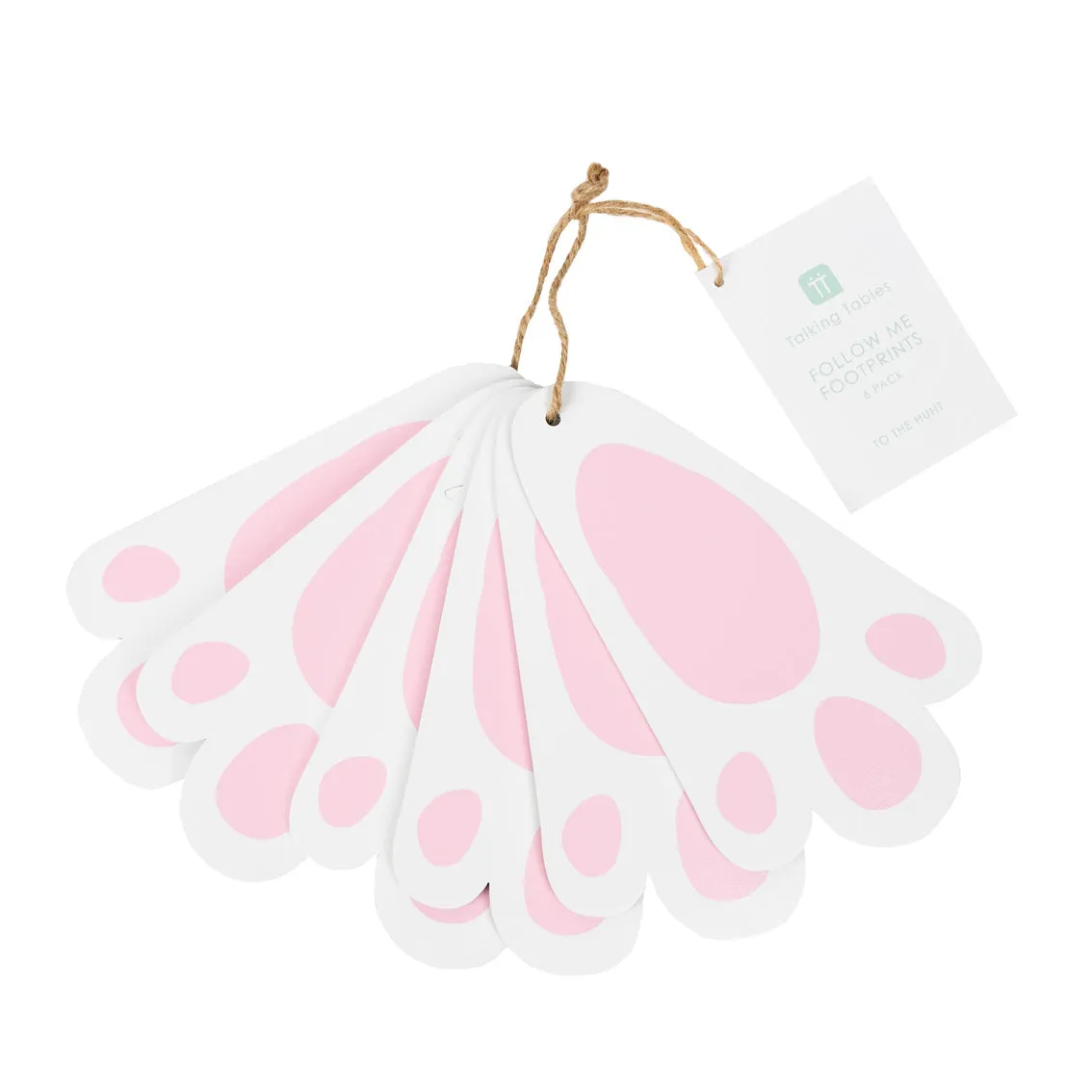 Pink & White Wooden Bunny Footprint Decorations - 6 Pack