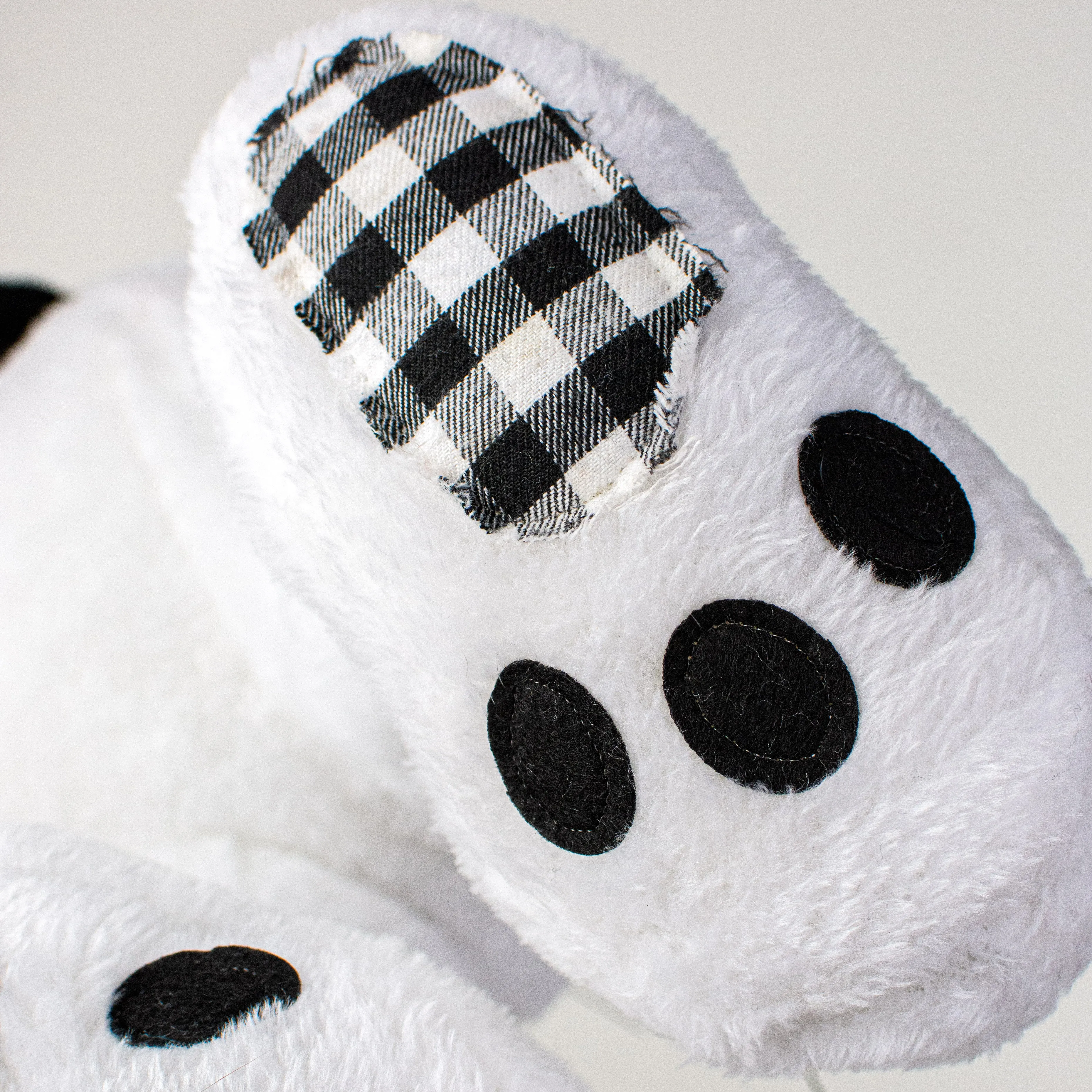 Plush Black Check Bunny Wreath Accent