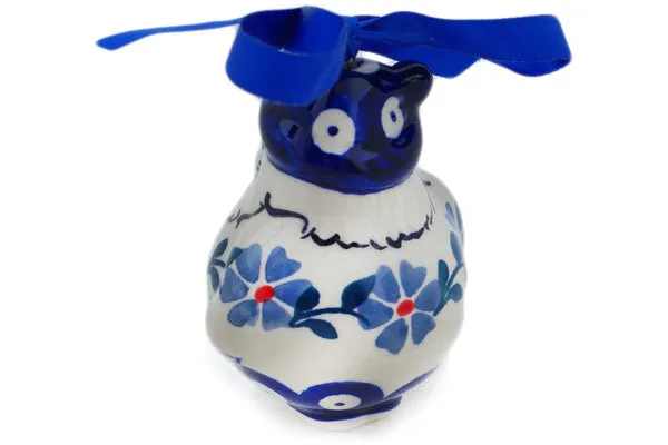 Polish Pottery 4" Santa Claus Ornament Peacock Forget-Me-Not