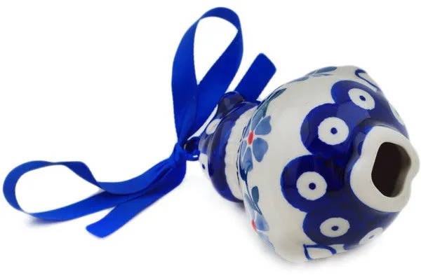 Polish Pottery 4" Santa Claus Ornament Peacock Forget-Me-Not