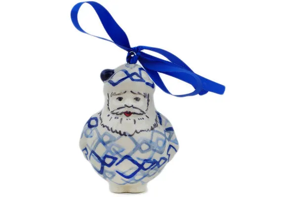 Polish Pottery 4" Santa Claus Ornament Pulse UNIKAT