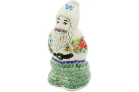 Polish Pottery 7" Santa Claus Figurine Ring Of Flowers UNIKAT