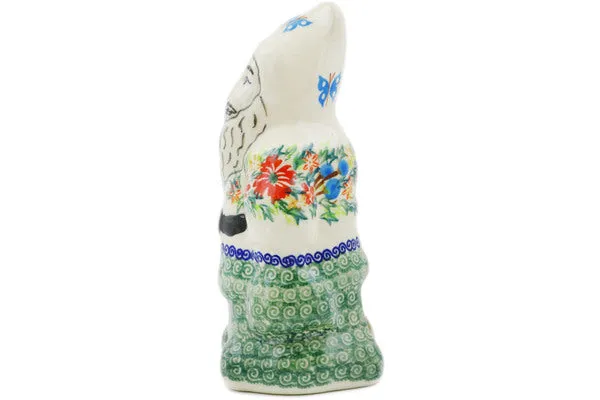Polish Pottery 7" Santa Claus Figurine Ring Of Flowers UNIKAT