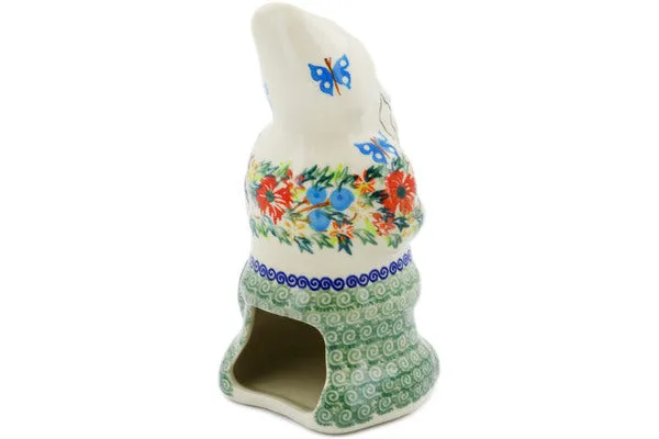 Polish Pottery 7" Santa Claus Figurine Ring Of Flowers UNIKAT
