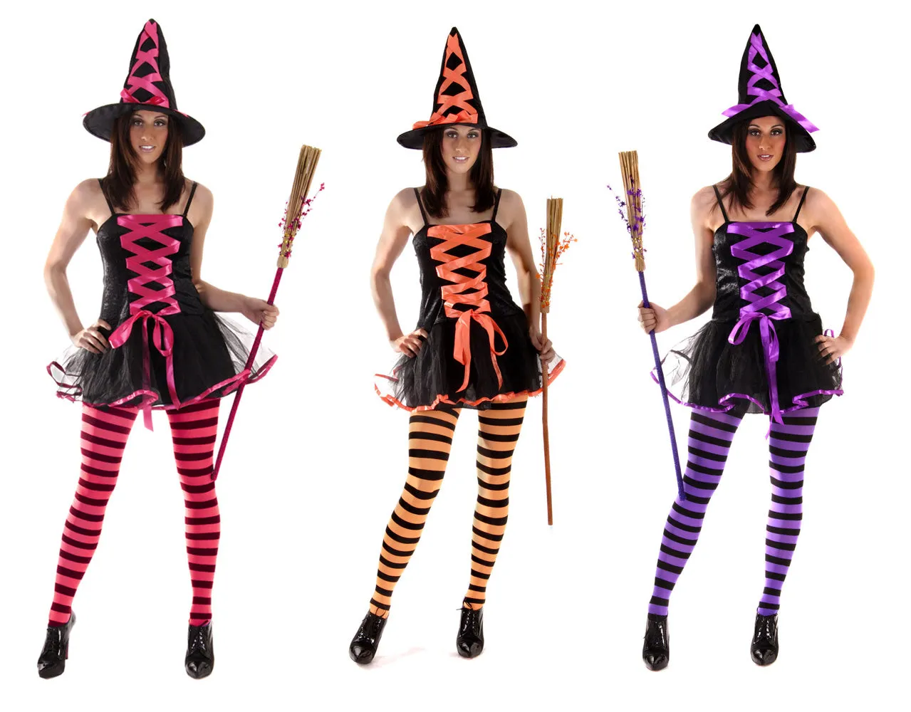 Sexy Witch Pink Dress and Hat Enchanting Costume