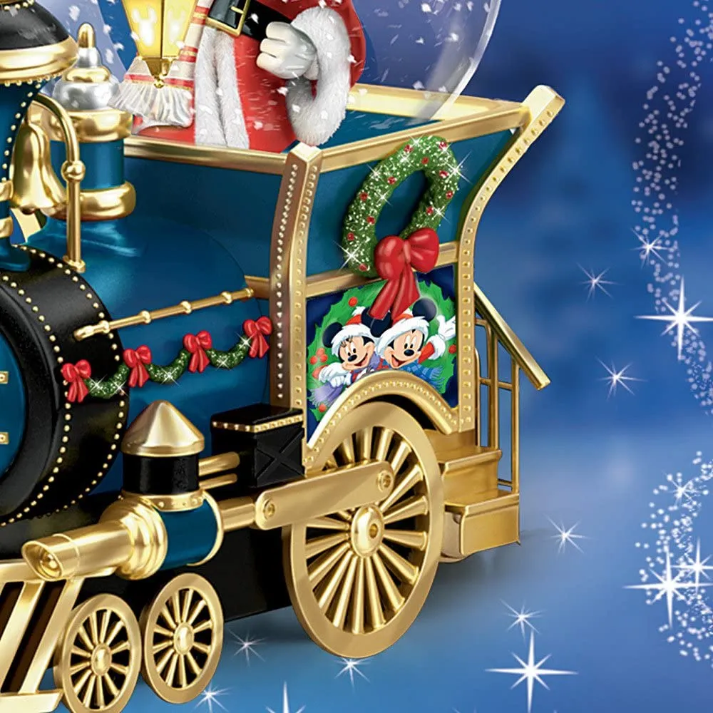 The Bradford Exchange Disney’s Wonderland Express Miniature Snow Globe Collection Issue #1: Mickey Mouse 'Santa Mouse Is Comin' to Town' Handcrafted Snow Globe Train with Music 3 to 4.5-Inches